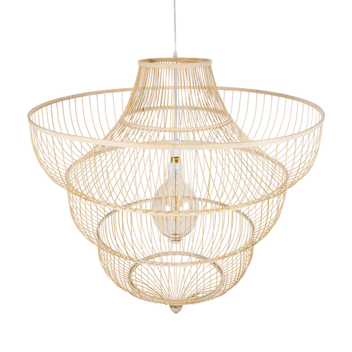 GLOBOSTAR® HIBISCUS 01781 Boho Κρεμαστό Φωτιστικό Οροφής με Ντουί 1 x E27 AC 220-240V IP20 - Μπεζ - Μ100 x Π100 x Υ100cm