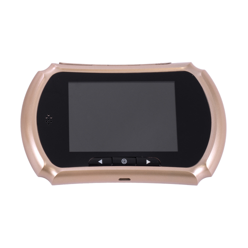 GloboStar® 86066 Επαναφορτιζόμενη Ψηφιακή Έξυπνη Camera Εξώπορτας 90° Μοιρών με Έγχρωμη Οθόνη 3.5 Inches - USB - Νυχτερινή Όραση με LED IR - Κουδούνι - Χρυσό