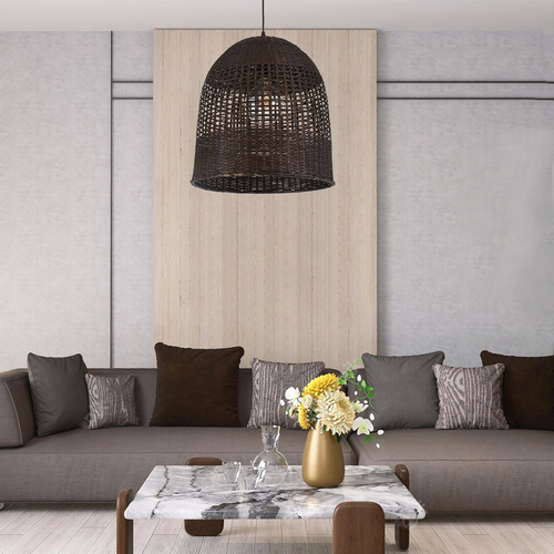 GLOBOSTAR® BORA-BORA 01736 Boho Κρεμαστό Φωτιστικό Οροφής με Ντουί 1 x E27 AC 220-240V IP20 - Καφέ - Μ42 x Π42 x Y44cm