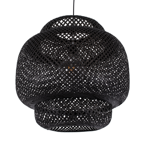 GLOBOSTAR® MALDIVES 00579 Boho Κρεμαστό Φωτιστικό Οροφής με Ντουί 1 x E27 AC 220-240V IP20 - Μαύρο - Μ56 x Π56 x Y54cm