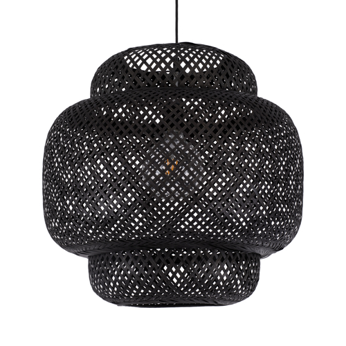 GLOBOSTAR® MALDIVES 00579 Boho Κρεμαστό Φωτιστικό Οροφής με Ντουί 1 x E27 AC 220-240V IP20 - Μαύρο - Μ56 x Π56 x Y54cm