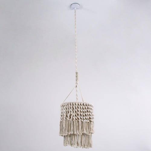 GLOBOSTAR® ALGERIA 36204 Boho Κρεμαστό Φωτιστικό Οροφής με Ντουί 1 x E27 AC 220-240V IP20 - Μπεζ - Μ30 x Π30 x Υ40cm