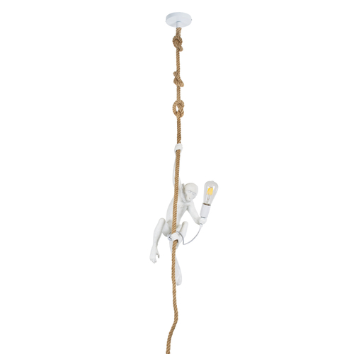 GLOBOSTAR® APES 01802 Μοντέρνο Κρεμαστό Φωτιστικό Οροφής με Ντουί 1 x E27 AC 220-240V IP20 - Λευκό & Μπεζ - Μ26 x Π28 x Υ69cm