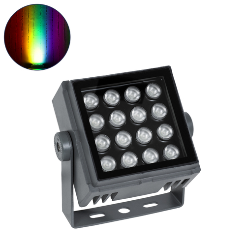 GLOBOSTAR® FLOODTINY 90370 Προβολέας Σποτ Wall Washer LED 27W 2295lm 3° DC 24V Αδιάβροχο IP65 Πολύχρωμο RGBW Dimmable DMX512 - Bridgelux SMD Chip - Γκρι Ανθρακί - Μ13.8 x Π16.4 x Υ7cm - 3 Χρόνια Εγγύηση