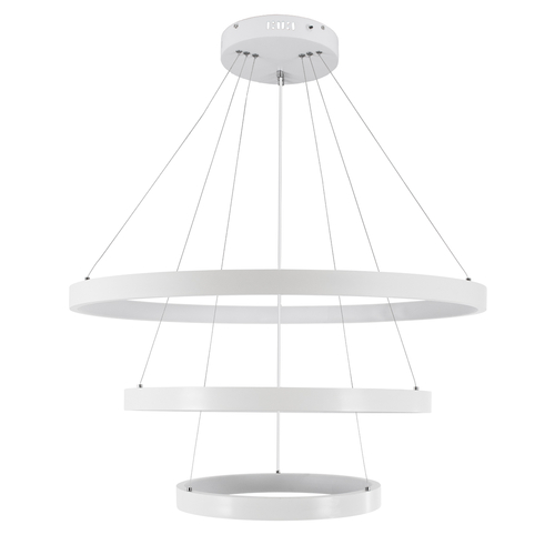 GLOBOSTAR® NEMESIS TRIO 61171 Μοντέρνο Κρεμαστό Φωτιστικό Οροφής LED 120W 14723lm 360° AC 220-240V IP20 Ρυθμιζόμενο Λευκό CCT με Χειριστήριο από 2700K έως 6000K Dimmable - Lumileds SMD Chip - Λευκό Ματ - Μ80 x Π80 x Υ80cm - 3 Χρόνια Εγγύηση