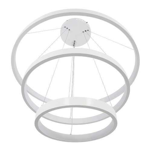 GLOBOSTAR® NEMESIS TRIO 61171 Μοντέρνο Κρεμαστό Φωτιστικό Οροφής LED 120W 14723lm 360° AC 220-240V IP20 Ρυθμιζόμενο Λευκό CCT με Χειριστήριο από 2700K έως 6000K Dimmable - Lumileds SMD Chip - Λευκό Ματ - Μ80 x Π80 x Υ80cm - 3 Χρόνια Εγγύηση