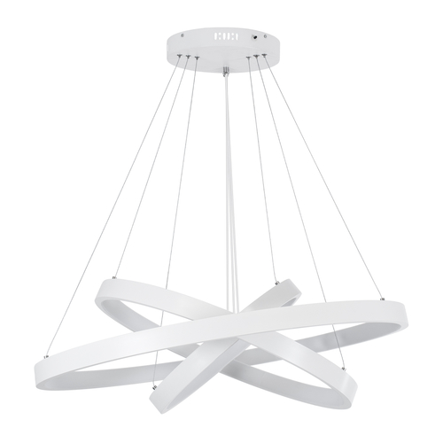 GLOBOSTAR® NEMESIS TRIO 61171-DECO Μοντέρνο Κρεμαστό Φωτιστικό Οροφής LED 120W 14723lm 360° AC 220-240V IP20 Ρυθμιζόμενο Λευκό CCT με Χειριστήριο από 2700K έως 6000K Dimmable - Lumileds SMD Chip - Λευκό Ματ - Μ80 x Π80 x Υ80cm - 3 Χρόνια Εγγύηση