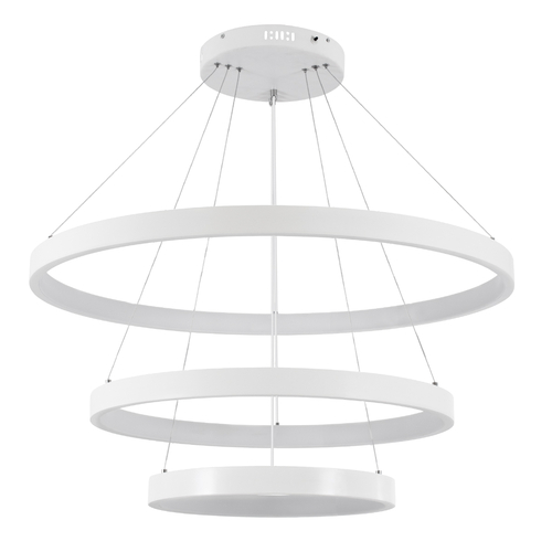 GLOBOSTAR® NEMESIS TRIO 61171-DECO Μοντέρνο Κρεμαστό Φωτιστικό Οροφής LED 120W 14723lm 360° AC 220-240V IP20 Ρυθμιζόμενο Λευκό CCT με Χειριστήριο από 2700K έως 6000K Dimmable - Lumileds SMD Chip - Λευκό Ματ - Μ80 x Π80 x Υ80cm - 3 Χρόνια Εγγύηση