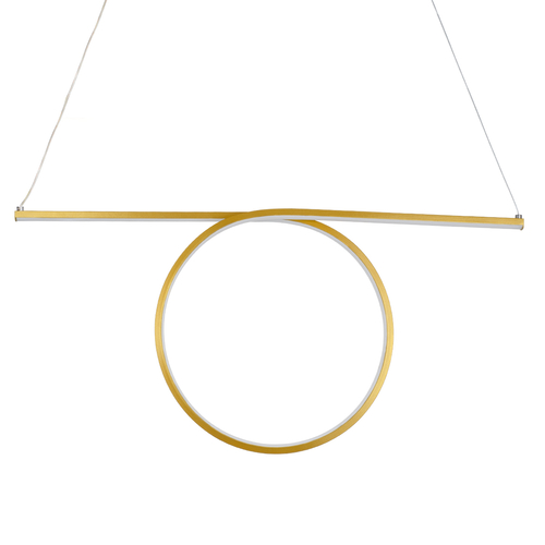 GLOBOSTAR® ROME 61297 Μοντέρνο Κρεμαστό Φωτιστικό Οροφής LED 24W 2640lm 200° AC 220-240V IP20 Ρυθμιζόμενο Λευκό CCT με On/Off 2700K/4500K/6000K - Lumileds SMD Chip - Χρυσό Βούρτσας - Μ65.5 x Π4 x Υ33cm - 3 Χρόνια Εγγύηση