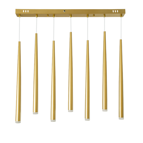 GLOBOSTAR® TEARS 61312 Μοντέρνο Κρεμαστό Φωτιστικό Οροφής LED 21W 2310lm 180° AC 220-240V IP20 Ρυθμιζόμενο Λευκό CCT με Χειριστήριο από 2700K έως 6000K Dimmable - Lumileds SMD Chip - Χρυσό Βούρτσας - Μ70 x Π3.2 x Υ60cm - 3 Χρόνια Εγγύηση