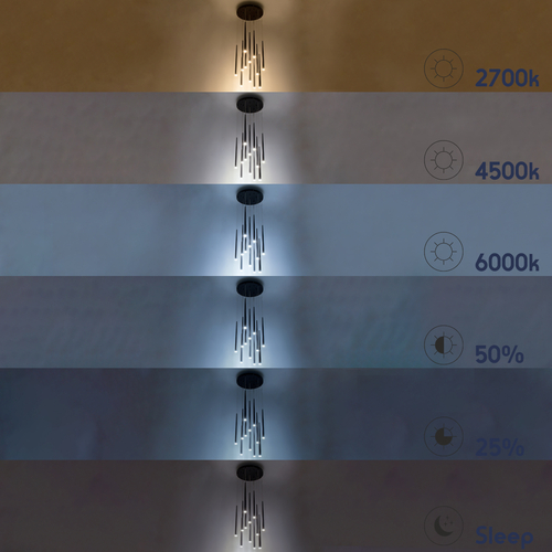 GLOBOSTAR® TEARS 61314 Μοντέρνο Κρεμαστό Φωτιστικό Οροφής LED 36W 3960lm 180° AC 220-240V IP20 Ρυθμιζόμενο Λευκό CCT με Χειριστήριο από 2700K έως 6000K Dimmable - Lumileds SMD Chip - Χρυσό Βούρτσας - Μ60 x Π60 x Υ51.5cm - 3 Χρόνια Εγγύηση