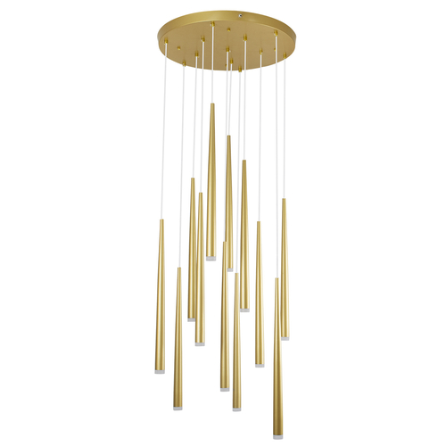 GLOBOSTAR® TEARS 61314 Μοντέρνο Κρεμαστό Φωτιστικό Οροφής LED 36W 3960lm 180° AC 220-240V IP20 Ρυθμιζόμενο Λευκό CCT με Χειριστήριο από 2700K έως 6000K Dimmable - Lumileds SMD Chip - Χρυσό Βούρτσας - Μ60 x Π60 x Υ51.5cm - 3 Χρόνια Εγγύηση