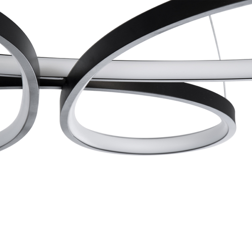 GLOBOSTAR® BUTTERFLY 61391 Μοντέρνο Κρεμαστό Φωτιστικό Οροφής LED 75W 8400lm 300° AC 220-240V IP20 Ρυθμιζόμενο Λευκό CCT με Χειριστήριο από 2700K έως 6000K Dimmable - Lumileds SMD Chip - Μαύρο Ματ - Μ70 x Π55 x Υ4cm - 3 Χρόνια Εγγύηση