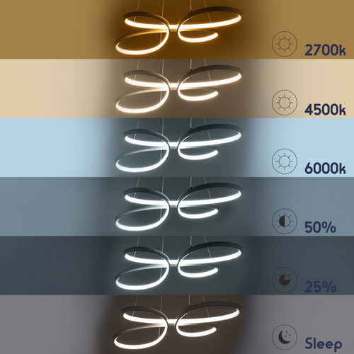 GLOBOSTAR® BUTTERFLY 61392 Μοντέρνο Κρεμαστό Φωτιστικό Οροφής LED 75W 8400lm 300° AC 220-240V IP20 Ρυθμιζόμενο Λευκό CCT με Χειριστήριο από 2700K έως 6000K Dimmable - Lumileds SMD Chip - Λευκό Ματ - Μ70 x Π55 x Υ4cm - 3 Χρόνια Εγγύηση