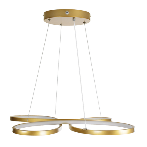 GLOBOSTAR® BUTTERFLY 61393 Μοντέρνο Κρεμαστό Φωτιστικό Οροφής LED 75W 8400lm 300° AC 220-240V IP20 Ρυθμιζόμενο Λευκό CCT με Χειριστήριο από 2700K έως 6000K Dimmable - Lumileds SMD Chip - Χρυσό Βούρτσας - Μ70 x Π55 x Υ4cm - 3 Χρόνια Εγγύηση