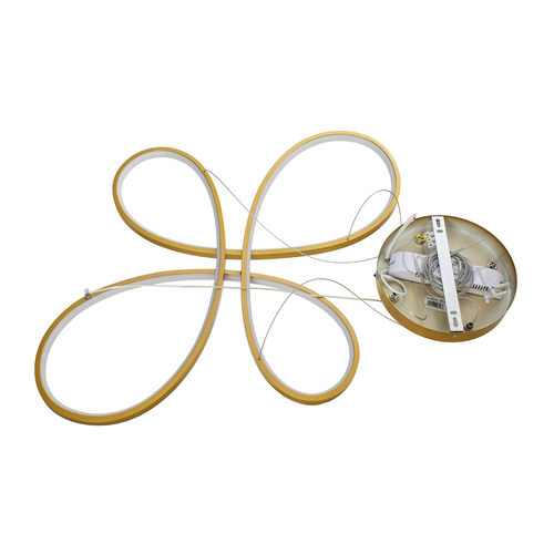 GLOBOSTAR® BUTTERFLY 61393 Μοντέρνο Κρεμαστό Φωτιστικό Οροφής LED 75W 8400lm 300° AC 220-240V IP20 Ρυθμιζόμενο Λευκό CCT με Χειριστήριο από 2700K έως 6000K Dimmable - Lumileds SMD Chip - Χρυσό Βούρτσας - Μ70 x Π55 x Υ4cm - 3 Χρόνια Εγγύηση