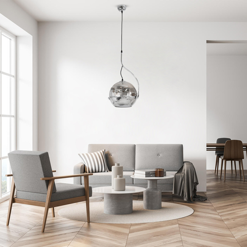 GLOBOSTAR® GLASSO 60928 Μοντέρνο Κρεμαστό Φωτιστικό Οροφής με Ντουί 1 x E27 AC 220-240V IP20 - Ασημί - Μ27 x Π27 x Υ52cm