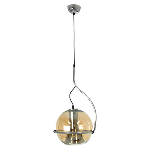 GLOBOSTAR® GLASSO 60927 Μοντέρνο Κρεμαστό Φωτιστικό Οροφής με Ντουί 1 x E27 AC 220-240V IP20 - Ασημί & Μελί - Μ27 x Π27 x Υ52cm