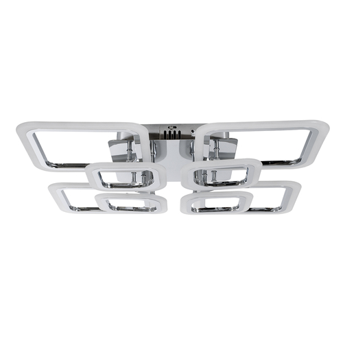 GLOBOSTAR® ROYAL-S 61326 Μοντέρνο Φωτιστικό Οροφής LED 135W 16200lm 360° AC 220-240V IP20 Ρυθμιζόμενο Λευκό CCT με Χειριστήριο από 2700K έως 6000K Dimmable - Lumileds SMD Chip - Ασημί Νίκελ - Μ58.5 x Π58.5 x Υ12cm - 3 Χρόνια Εγγύηση