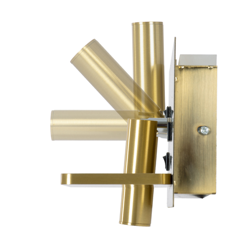 GLOBOSTAR® PALADIN 61358 Μοντέρνο Φωτιστικό Τοίχου - Απλίκα Ξενοδοχείου Reading Light με Φορτιστή USB 3A & Wireless 20W LED 6W 720lm 36° & 360° AC 220-240V IP20 Φυσικό Λευκό 4500K - Bridgelux COB Chip & TÜV SÜD Driver - Χρυσό Βούρτσας - Μ30 x Π11 x Υ12cm - 3 Χρόνια Εγγύηση