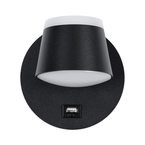 GLOBOSTAR® REGENCY 61373 Μοντέρνο Φωτιστικό Τοίχου - Απλίκα Ξενοδοχείου Reading Light με Φορτιστή USB 3A LED 8W 920lm 120° AC 220-240V IP20 Φυσικό Λευκό 4500K - Bridgelux SMD Chip & TÜV SÜD Driver - Μαύρο Ματ - Μ12 x Π12 x Υ13cm - 3 Χρόνια Εγγύηση