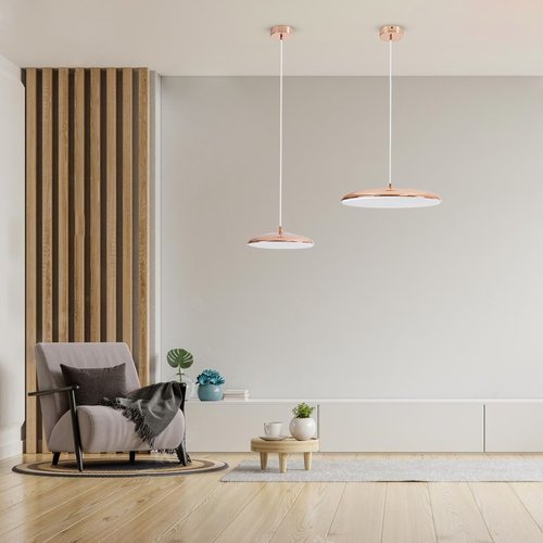 GLOBOSTAR® BARON 61256 Μοντέρνο Κρεμαστό Φωτιστικό Οροφής LED 24W 2880lm 120° AC 220-240V IP20 Ρυθμιζόμενο Λευκό CCT με On/Off 2700K/4500K/6000K - Lumileds SMD Chip - Ροζ Χρυσό - Μ40 x Π40 x Υ10cm - 3 Χρόνια Εγγύηση