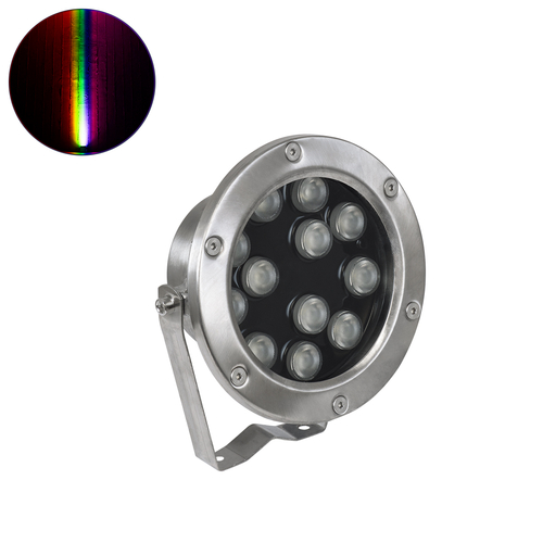 GLOBOSTAR® UNDERWATER-JERRY 90425 Υποβρύχιο Επιφανειακό Σποτ για Σιντριβάνια/Πισίνες LED 12W 1020lm 30° DC 24V Αδιάβροχο IP68 RGBW DMX512 Dimmable - Ανοξείδωτο Ατσάλι 304 - Μ14.5 x Π7 x Υ19cm - 3 Χρόνια Εγγύηση