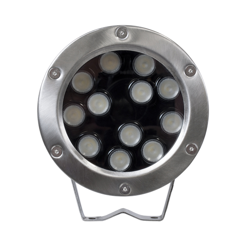 GLOBOSTAR® UNDERWATER-JERRY 90425 Υποβρύχιο Επιφανειακό Σποτ για Σιντριβάνια/Πισίνες LED 12W 1020lm 30° DC 24V Αδιάβροχο IP68 RGBW DMX512 Dimmable - Ανοξείδωτο Ατσάλι 304 - Μ14.5 x Π7 x Υ19cm - 3 Χρόνια Εγγύηση