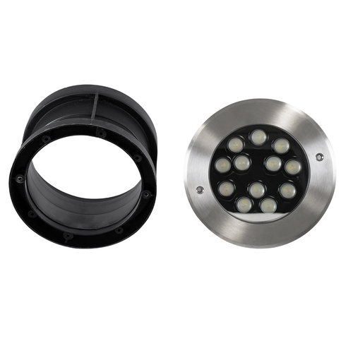 GloboStar® UNDERWATER-JULIA 90570 Υποβρύχιο Χωνευτό Φωτιστικό Σποτ Ειδικό για Σιντριβάνια LED 12W 1020lm 15° DC 24V Αδιάβροχο IP68 Φ18 x Υ11.2cm RGBW DMX512 - Ανοξείδωτο Ατσάλι - 3 Years Warranty