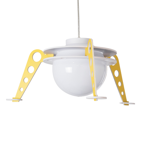 GLOBOSTAR® UFO 61581 Παιδικό Κρεμαστό Φωτιστικό Οροφής με Ντουί 1 x E27 AC 220-240V IP20 - Κίτρινο & Μπλε - Μ58 x Π58 x Υ24cm