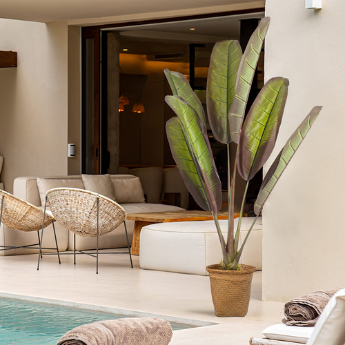 GloboStar® Artificial Garden CECILIA 20344 Διακοσμητικό Ψάθινο Καλάθι - Κασπώ Γλάστρα - Flower Pot Μπεζ Φ30cm x Υ30cm