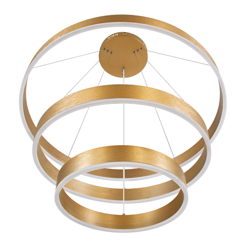 kelvo® VENOM 61190-DECO Μοντέρνο Κρεμαστό Φωτιστικό Οροφής LED 120W 14158lm 120° AC 220-240V IP20 Ρυθμιζόμενο Λευκό CCT με Χειριστήριο από 2700K έως 6000K Dimmable - Lumileds SMD Chip - Χρυσό Βούρτσας - Μ80 x Π80 x Υ60cm - 3 Χρόνια Εγγύηση