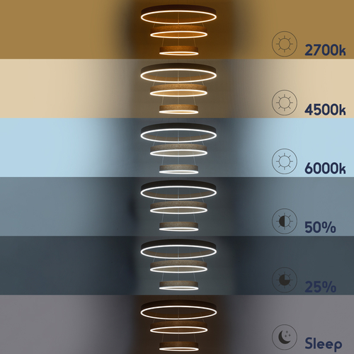 kelvo® VENOM 61190 Μοντέρνο Κρεμαστό Φωτιστικό Οροφής LED 120W 14158lm 120° AC 220-240V IP20 Ρυθμιζόμενο Λευκό CCT με Χειριστήριο από 2700K έως 6000K Dimmable - Lumileds SMD Chip - Χρυσό Βούρτσας - Μ80 x Π80 x Υ60cm - 3 Χρόνια Εγγύηση