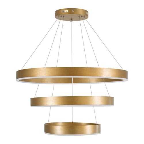 kelvo® VENOM 61190-DECO Μοντέρνο Κρεμαστό Φωτιστικό Οροφής LED 120W 14158lm 120° AC 220-240V IP20 Ρυθμιζόμενο Λευκό CCT με Χειριστήριο από 2700K έως 6000K Dimmable - Lumileds SMD Chip - Χρυσό Βούρτσας - Μ80 x Π80 x Υ60cm - 3 Χρόνια Εγγύηση