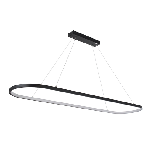 GLOBOSTAR® BOLIVAR 61271 Μοντέρνο Κρεμαστό Φωτιστικό Οροφής LED 54W 6210lm 360° AC 220-240V IP20 Ρυθμιζόμενο Λευκό CCT με Χειριστήριο από 2700K έως 6000K Dimmable - Lumileds SMD Chip - Μαύρο Ματ - Μ120 x Π30 x Υ2cm - 3 Χρόνια Εγγύηση