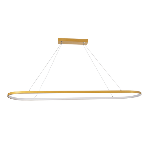 GLOBOSTAR® BOLIVAR 61274 Μοντέρνο Κρεμαστό Φωτιστικό Οροφής LED 54W 6210lm 360° AC 220-240V IP20 Ρυθμιζόμενο Λευκό CCT με Χειριστήριο από 2700K έως 6000K Dimmable - Lumileds SMD Chip - Χρυσό Βούρτσας - Μ120 x Π30 x Υ2cm - 3 Χρόνια Εγγύηση