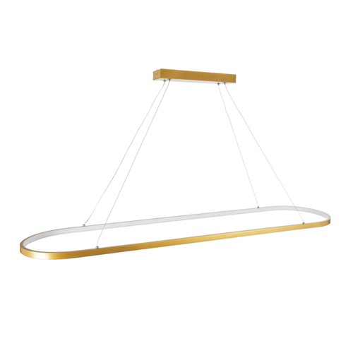 GLOBOSTAR® BOLIVAR 61274 Μοντέρνο Κρεμαστό Φωτιστικό Οροφής LED 54W 6210lm 360° AC 220-240V IP20 Ρυθμιζόμενο Λευκό CCT με Χειριστήριο από 2700K έως 6000K Dimmable - Lumileds SMD Chip - Χρυσό Βούρτσας - Μ120 x Π30 x Υ2cm - 3 Χρόνια Εγγύηση