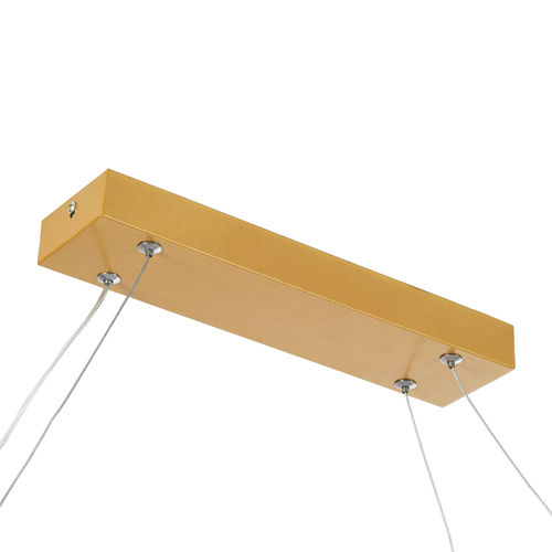 GLOBOSTAR® BOLIVAR 61274 Μοντέρνο Κρεμαστό Φωτιστικό Οροφής LED 54W 6210lm 360° AC 220-240V IP20 Ρυθμιζόμενο Λευκό CCT με Χειριστήριο από 2700K έως 6000K Dimmable - Lumileds SMD Chip - Χρυσό Βούρτσας - Μ120 x Π30 x Υ2cm - 3 Χρόνια Εγγύηση