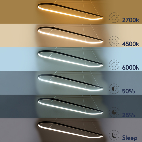 GLOBOSTAR® BOLIVAR 61274 Μοντέρνο Κρεμαστό Φωτιστικό Οροφής LED 54W 6210lm 360° AC 220-240V IP20 Ρυθμιζόμενο Λευκό CCT με Χειριστήριο από 2700K έως 6000K Dimmable - Lumileds SMD Chip - Χρυσό Βούρτσας - Μ120 x Π30 x Υ2cm - 3 Χρόνια Εγγύηση