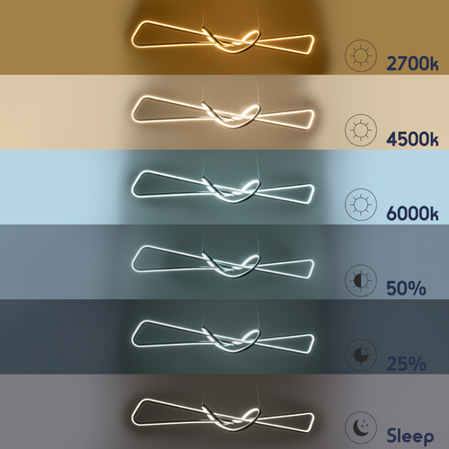 GLOBOSTAR® DOLORES 61282 Μοντέρνο Κρεμαστό Φωτιστικό Οροφής LED 105W 11760lm 300° AC 220-240V IP20 Ρυθμιζόμενο Λευκό CCT με Χειριστήριο από 2700K έως 6000K Dimmable - Lumileds SMD Chip - Χρυσό Βούρτσας - Μ110 x Π17 x Υ17.5cm - 3 Χρόνια Εγγύηση