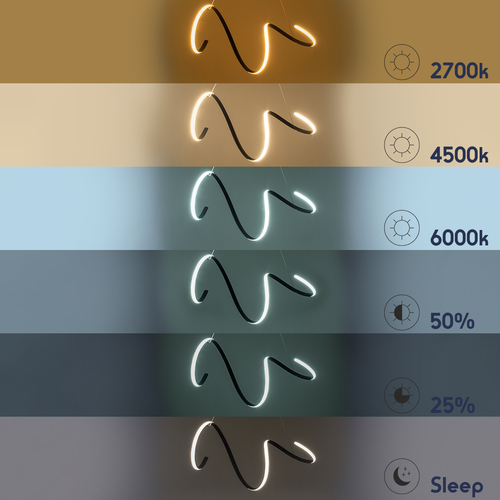 GLOBOSTAR® SPIRALE 61284 Μοντέρνο Κρεμαστό Φωτιστικό Οροφής LED 75W 8400lm 300° AC 220-240V IP20 Ρυθμιζόμενο Λευκό CCT με Χειριστήριο από 2700K έως 6000K Dimmable - Lumileds SMD Chip - Λευκό Ματ - Μ72 x Π25 x Υ30cm - 3 Χρόνια Εγγύηση