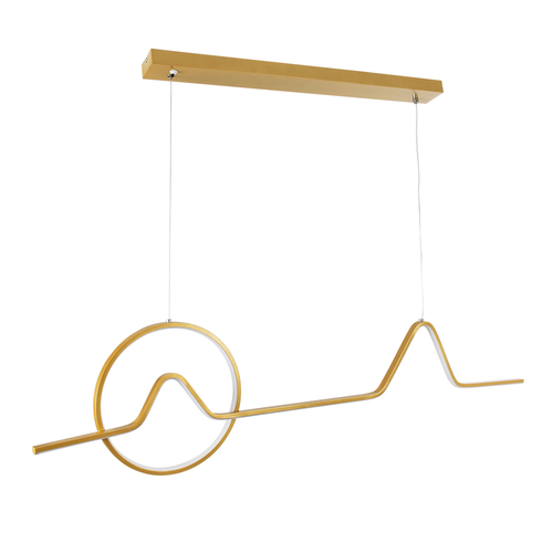 GLOBOSTAR® WINDY 61293 Μοντέρνο Κρεμαστό Φωτιστικό Οροφής LED 67W 7504lm 300° AC 220-240V IP20 Ρυθμιζόμενο Λευκό CCT με Χειριστήριο από 2700K έως 6000K Dimmable - Lumileds SMD Chip - Χρυσό Βούρτσας - Μ120 x Π4 x Υ30cm - 3 Χρόνια Εγγύηση