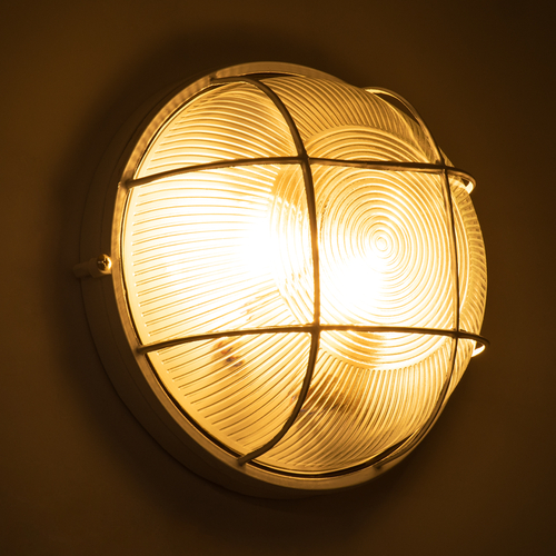 GLOBOSTAR® BOATLIGHT 61588 Vintage Φωτιστικό Καραβοχελώνα Τοίχου & Οροφής με Ντουί 2 x E27 AC 220-240V Αδιάβροχο IP65 - Λευκό Ματ - Μ24 x Π24 x Υ11cm