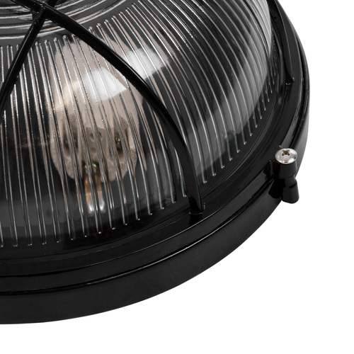 GLOBOSTAR® BOATLIGHT 61589 Vintage Φωτιστικό Καραβοχελώνα Τοίχου & Οροφής με Ντουί 2 x E27 AC 220-240V Αδιάβροχο IP65 - Μαύρο Ματ - Μ24 x Π24 x Υ11cm