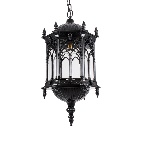 GLOBOSTAR® DARCY 00672 Vintage Κρεμαστό Φωτιστικό Οροφής με Ντουί 1 x E27 AC 220-240V IP20 - Μαύρο & Διάφανο - Μ35 x Π35 x Υ61cm