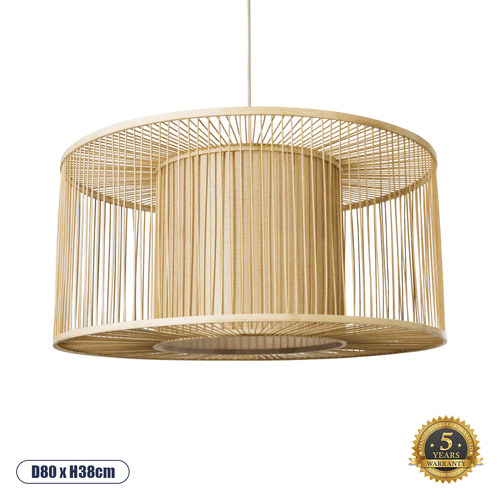 GLOBOSTAR® HIBISCUS 01936 Boho Κρεμαστό Φωτιστικό Οροφής με Ντουί 1 x E27 AC 220-240V IP20 - Μπεζ - Μ80 x Π80 x Υ38cm