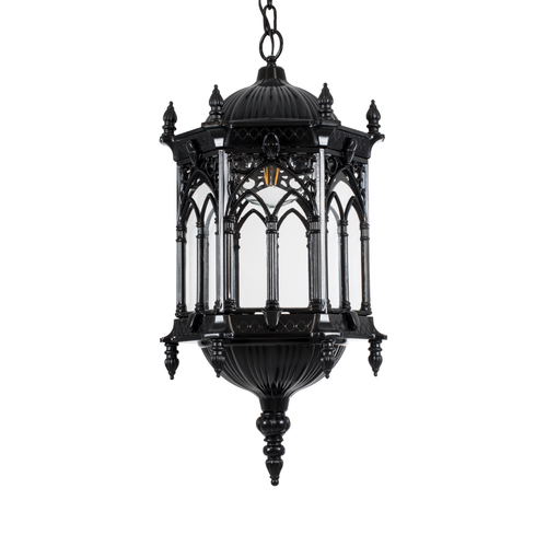 GLOBOSTAR® DARCY 00672 Vintage Κρεμαστό Φωτιστικό Οροφής με Ντουί 1 x E27 AC 220-240V IP20 - Μαύρο & Διάφανο - Μ35 x Π35 x Υ61cm