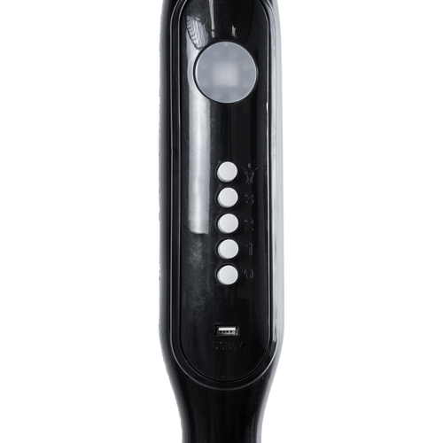 GloboStar® SOLARA-FAN 85356 Solar Fan Αυτόνομος Ηλιακός Επιδαπέδιος Ανεμιστήρας 25W 2 Λειτουργιών Ρεύματος με AC 220-240V ή με Φωτοβολταϊκό Panel 9V 12W & Επαναφορτιζόμενη Μπαταρία Li-ion 7.4V 4400mAh - 3 Ταχύτητες - Ενσωματωμένο USB 2.0 Charger Συσκευών - IP20 - Μ44 x Π37.5 x Υ132cm - Μαύρο - 2 Years Warranty