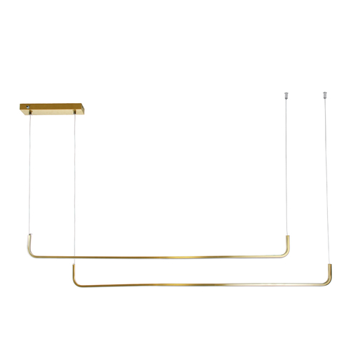 GLOBOSTAR® LINARIA DUO 60926 Μοντέρνο Κρεμαστό Φωτιστικό Οροφής LED 72W 8300lm 200° AC 220-240V IP20 Ρυθμιζόμενο Λευκό CCT με Χειριστήριο από 2700K έως 6000K Dimmable - Lumileds SMD Chip - Χρυσό Βούρτσας - Μ220 x Π4 x Υ25cm - 3 Χρόνια Εγγύηση