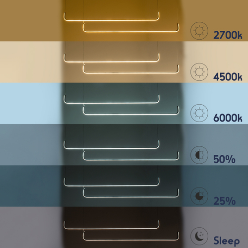 GLOBOSTAR® LINARIA DUO 60926 Μοντέρνο Κρεμαστό Φωτιστικό Οροφής LED 72W 8300lm 200° AC 220-240V IP20 Ρυθμιζόμενο Λευκό CCT με Χειριστήριο από 2700K έως 6000K Dimmable - Lumileds SMD Chip - Χρυσό Βούρτσας - Μ220 x Π4 x Υ25cm - 3 Χρόνια Εγγύηση